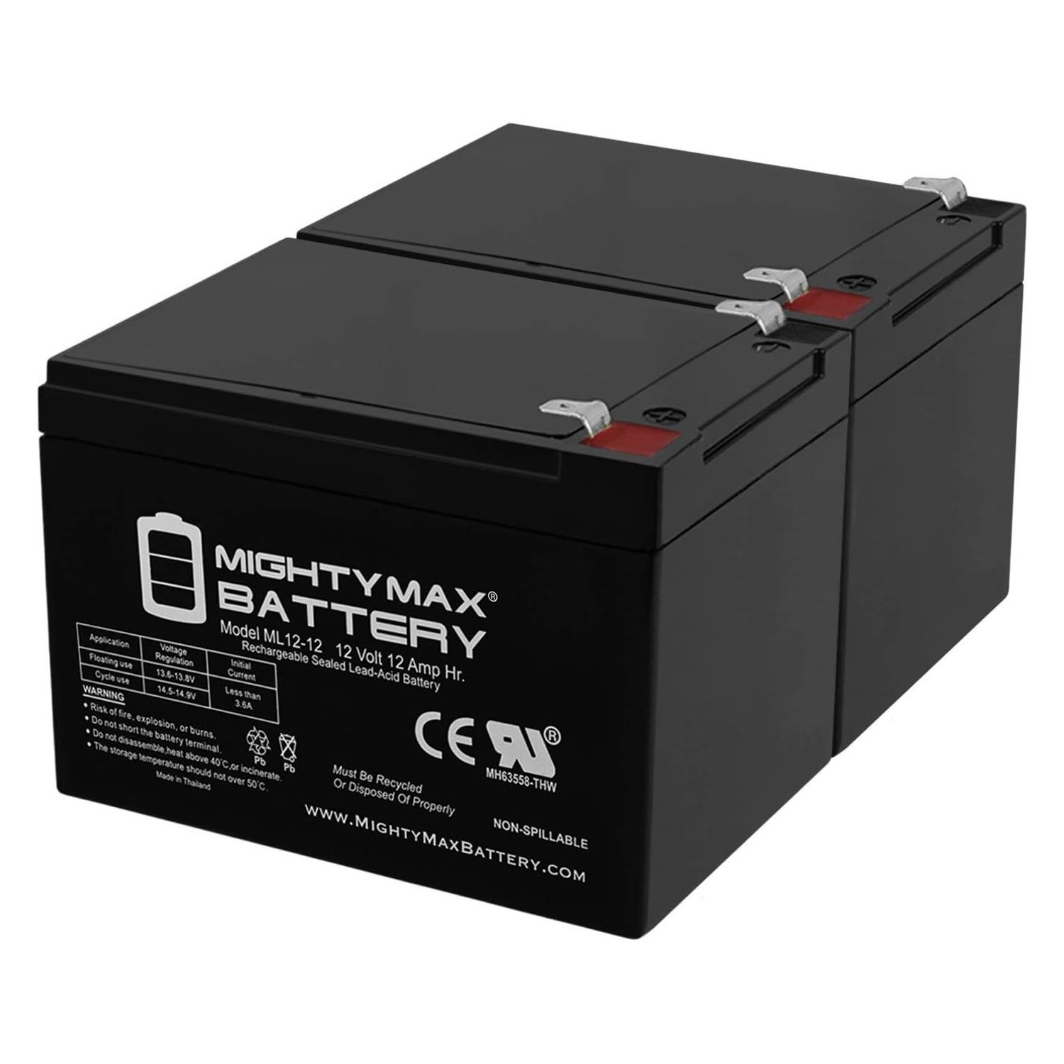 Mighty Max 12V 12AH Battery for Pride Mobility Go-Go Go-Chair - 2 Pack