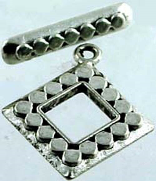 2 Pair Diamond Antique Silver Pewter Toggle Clasps