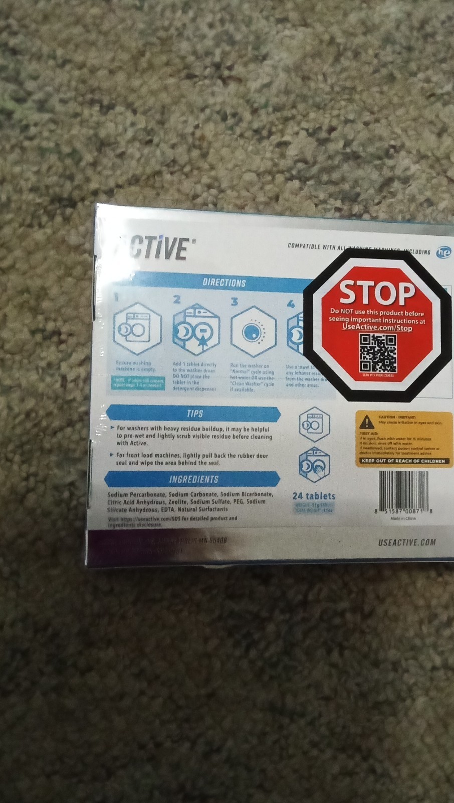 ACTIVE Washing Machine Cleaner 24 Tablets Cleans Deodorizes Refreshes Protects