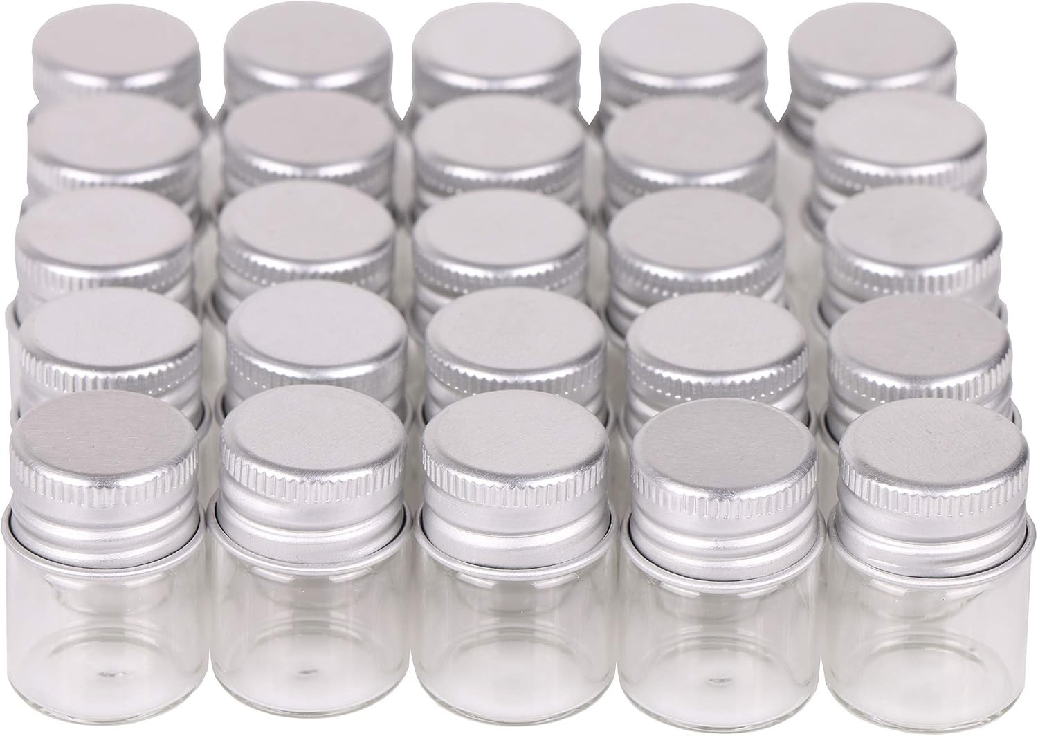 100 Sets Small Glass Bottles With Aluminum Cap Screw Top Lids 5 Milliliter Tiny