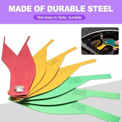 Automotive Brake Pad Wear Measurement Kit - Color-Coded Gauges with Both SAE &