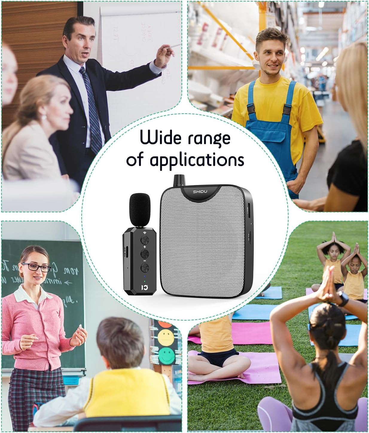 35W Power Voice Amplifier with Bluetooth Wireless Lavalier Microphone, Portable