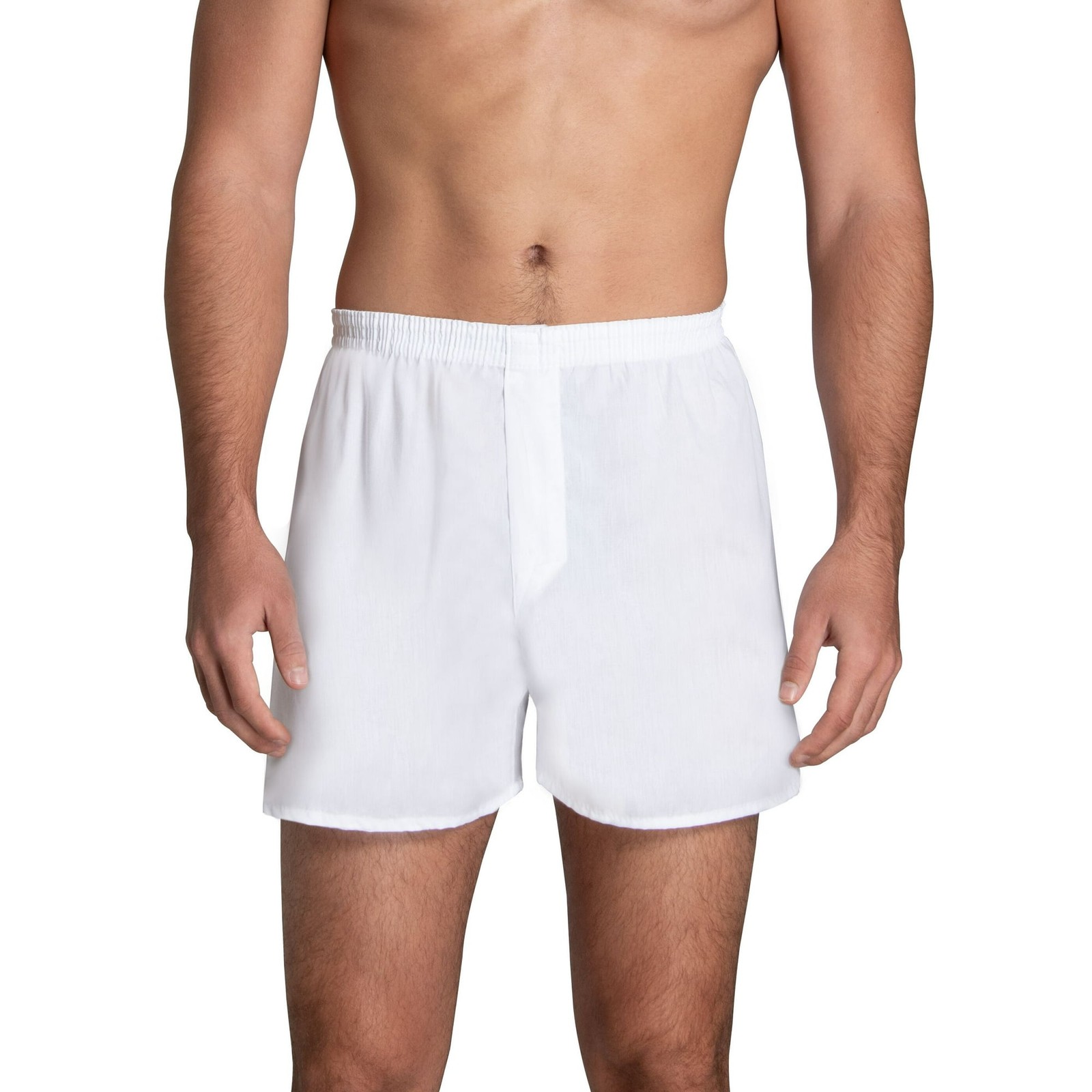 Fruit of the Loom Men’s White Woven Boxers Relaxed Fit Soft Cotton Underwear