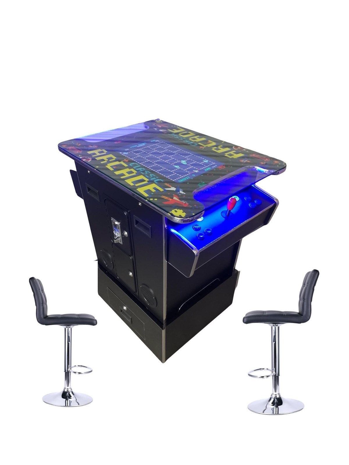 Full Size Commercial Grade Cocktail Arcade Machine 2 Player 22" LCD and 2 Stools