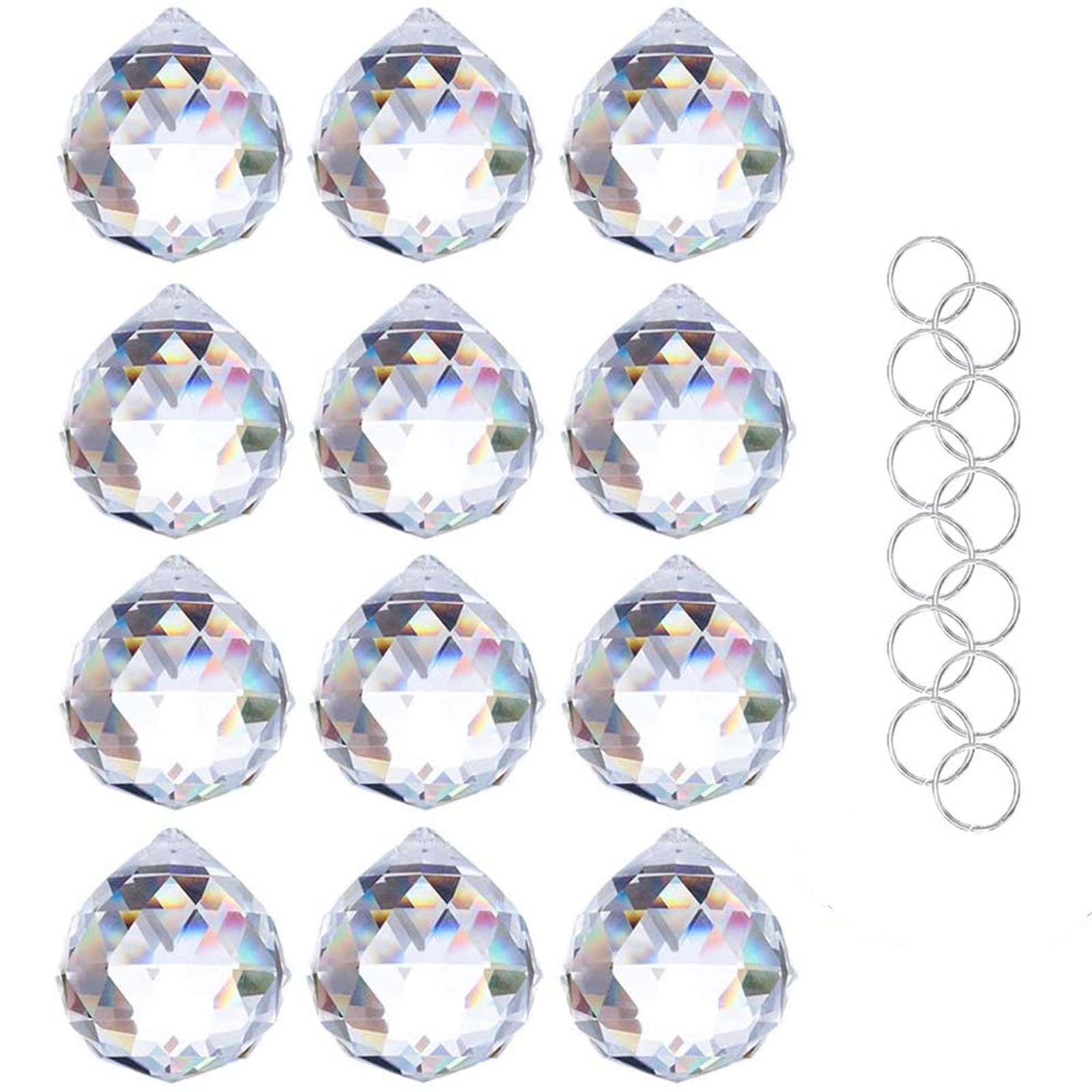 Pack of 12 Crystal Ball Prism Feng Shui Lamp Hanging Chandelier Pendants