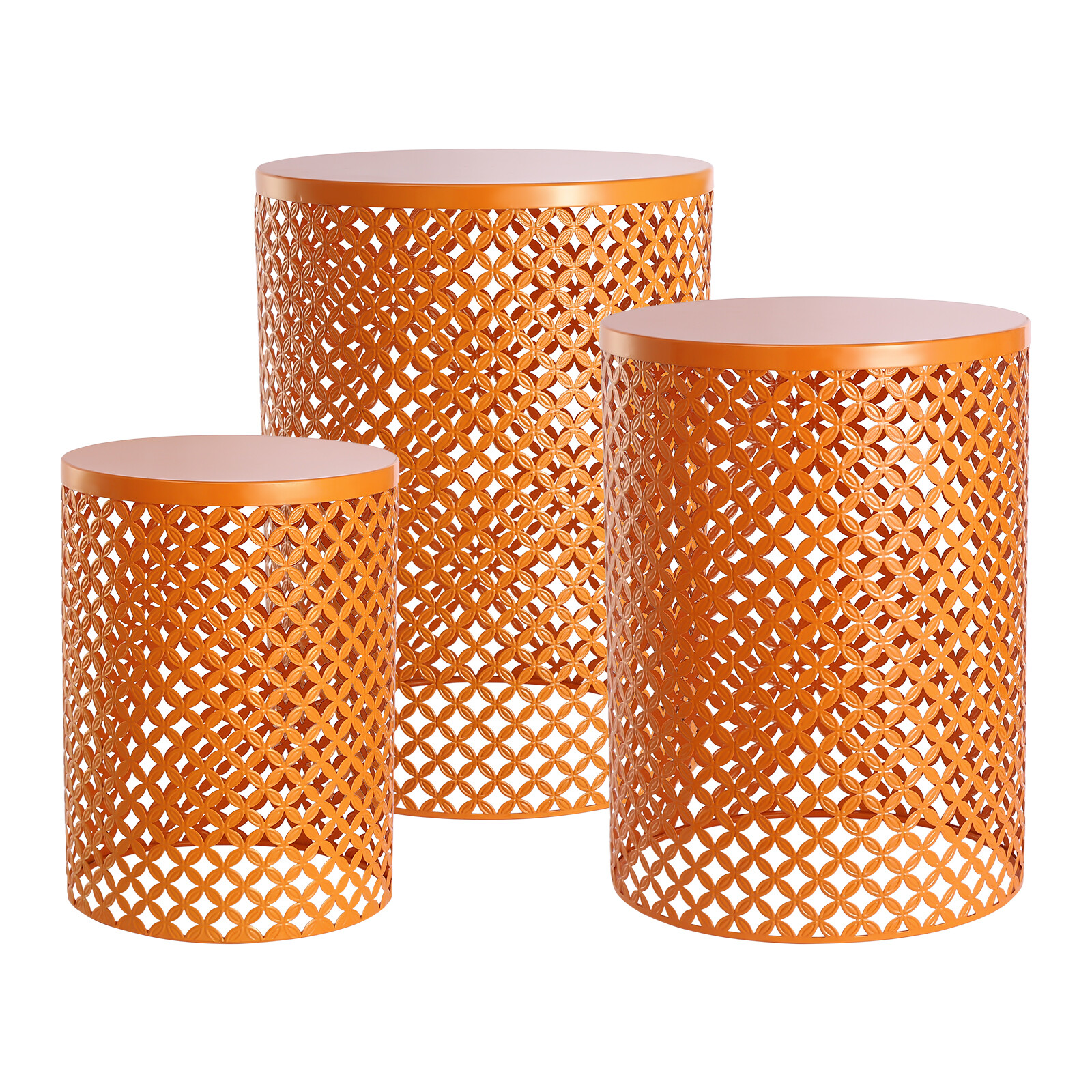 3 Pcs Outdoor Side Table Metal Frame Accent Table Modern End Table (S/M/L)