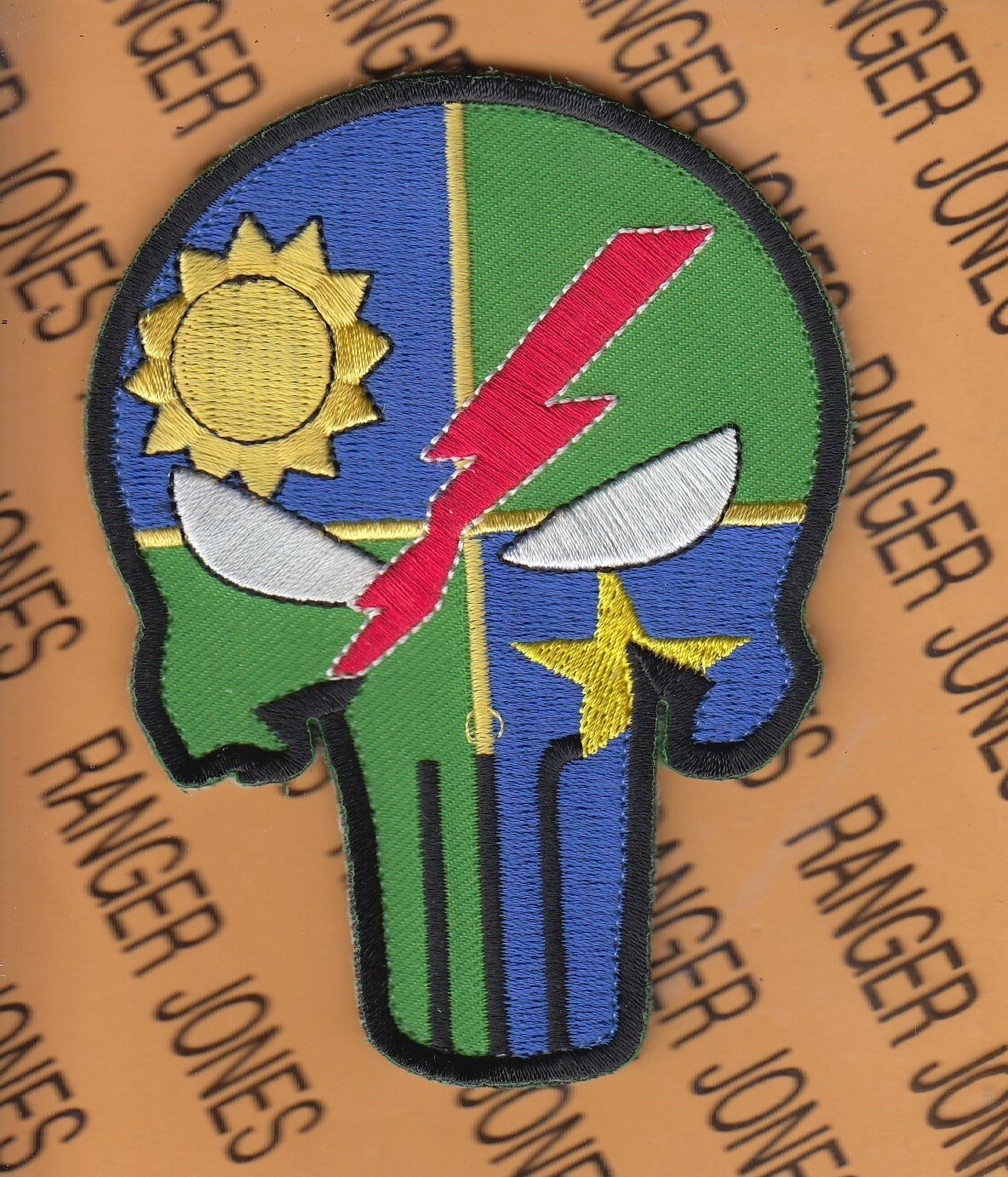 US Army 75th Infantry Airborne Ranger  PUNISHER w/ Hook patch 4" c/e