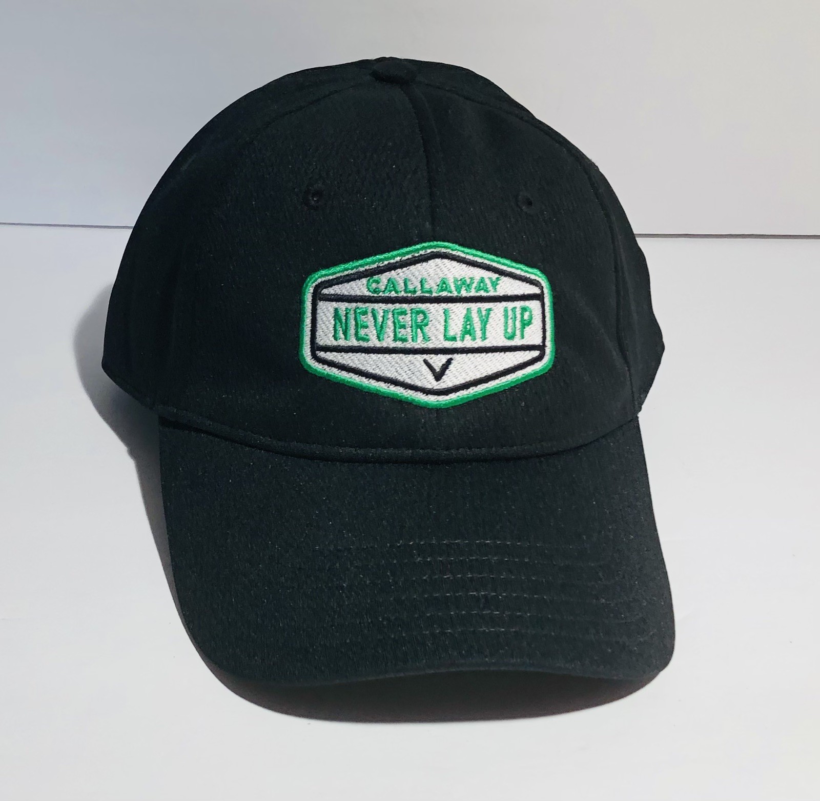 Callaway Never Lay Up Mens Black Adjustable StrapBack Hat New