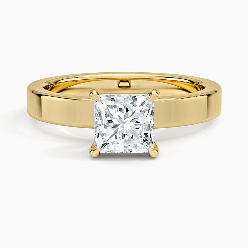 GRA 1CT Princess Cut 6mm Moissanite Engagement Ring With Yellow Gold Plated