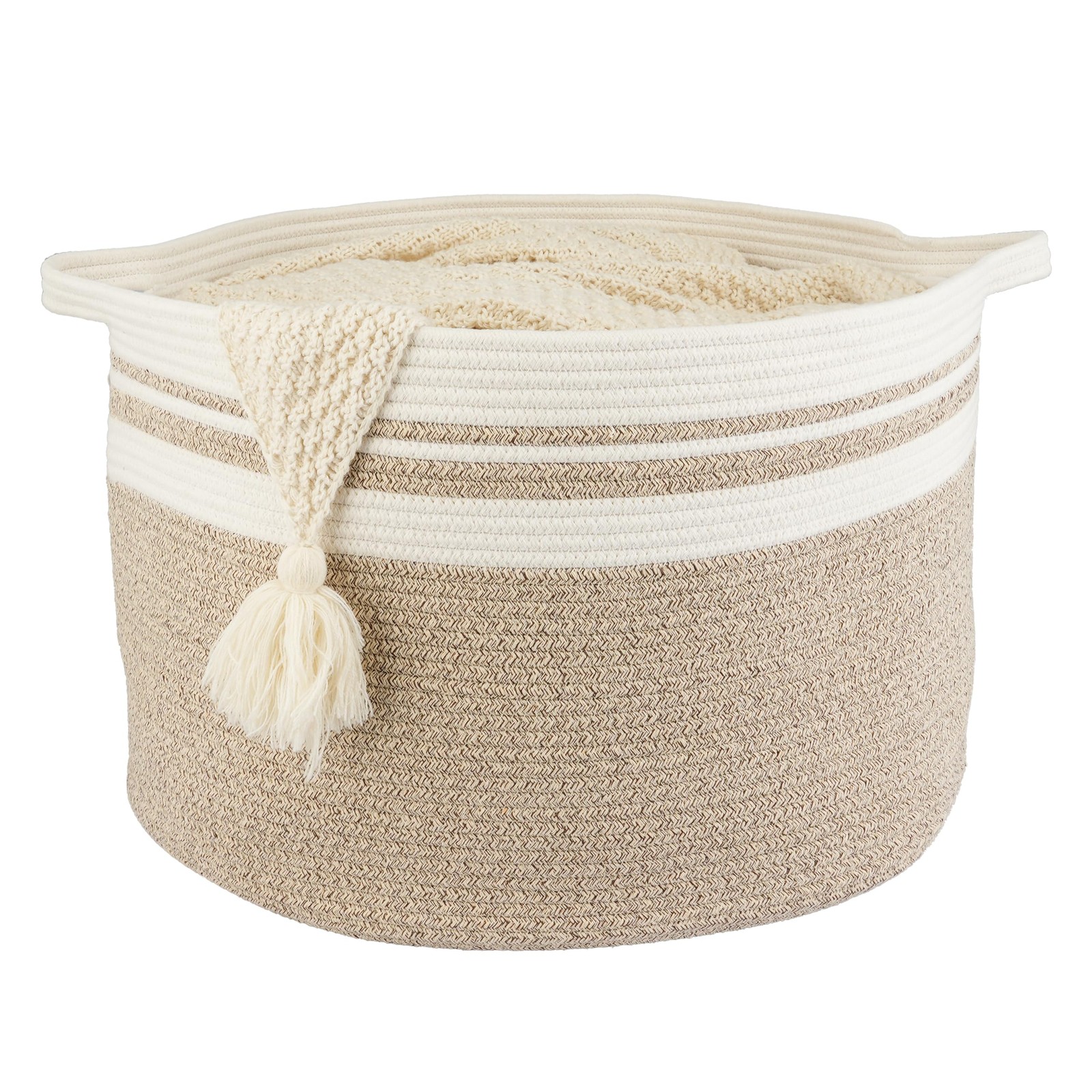 XUANGUO Large Cotton Rope Basket Blankets Basket Living Room 22x14 Toy Baskets