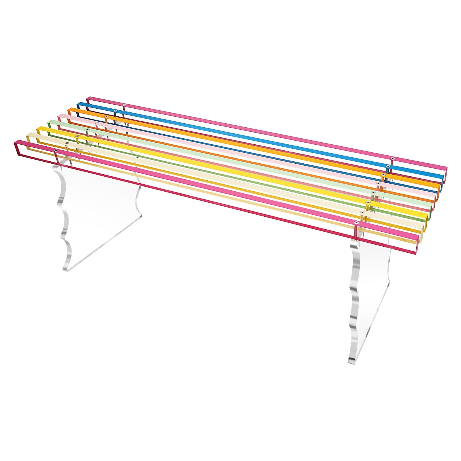 Cutora Acrylic Entryway Bench, Large Rainbow 47 x 13 x 17 inches, Iridescence