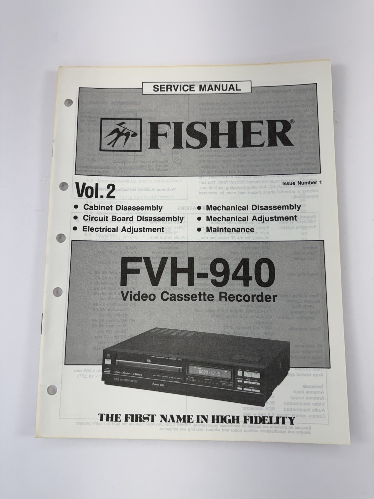 Fisher Service Manual FVH-940 Vol 2 Video Cassette Recorder WM-17798 Mar 86