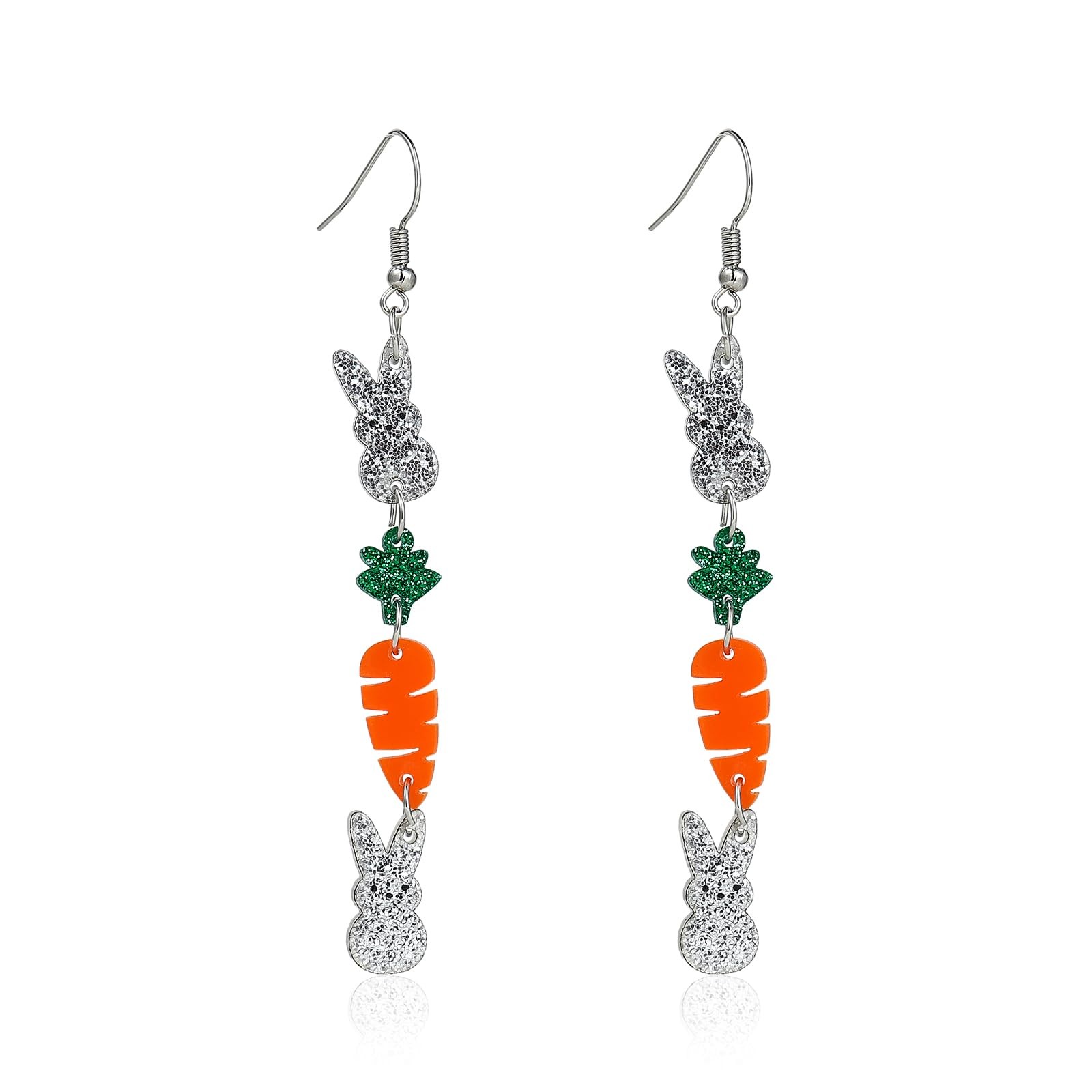 Colorful Easter Bunny Carrot Acrylic Earrings Cute Dangle carrot