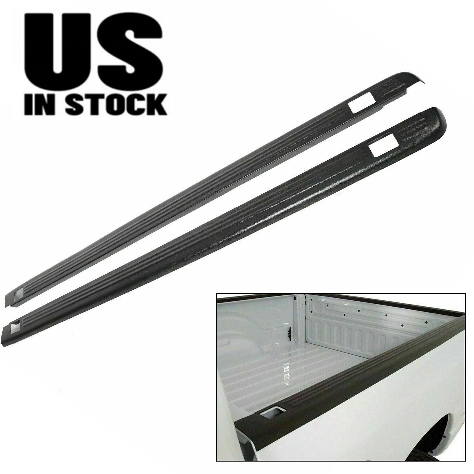 Black Bed Rail Caps for 1999-2006 Chevy Silverado / GMC Sierra 6'6" Bed 7201151