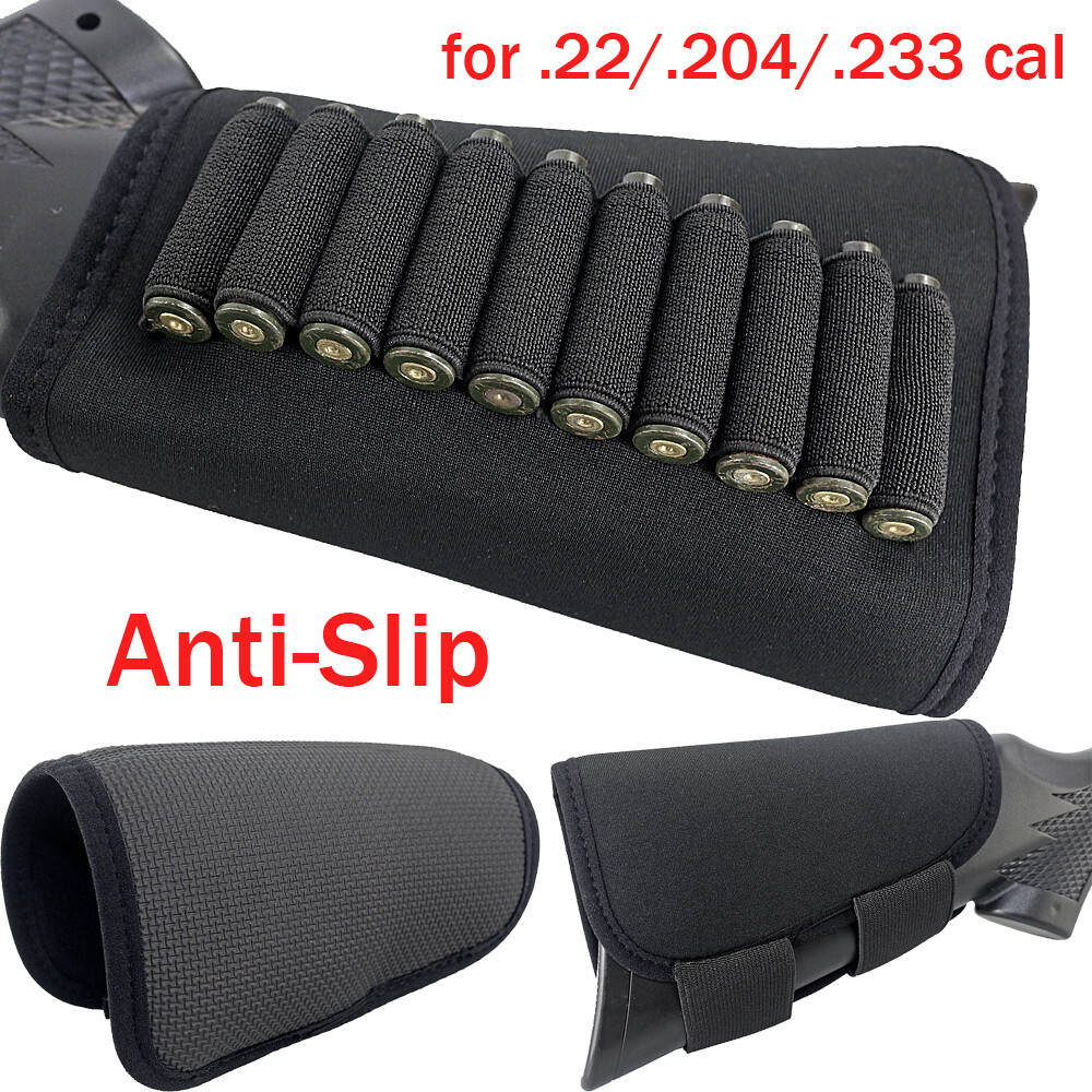 10 Round Butt Stock Shell Holder Anti-Slip Rifle Cartridge for .22/.204/.233 Cal