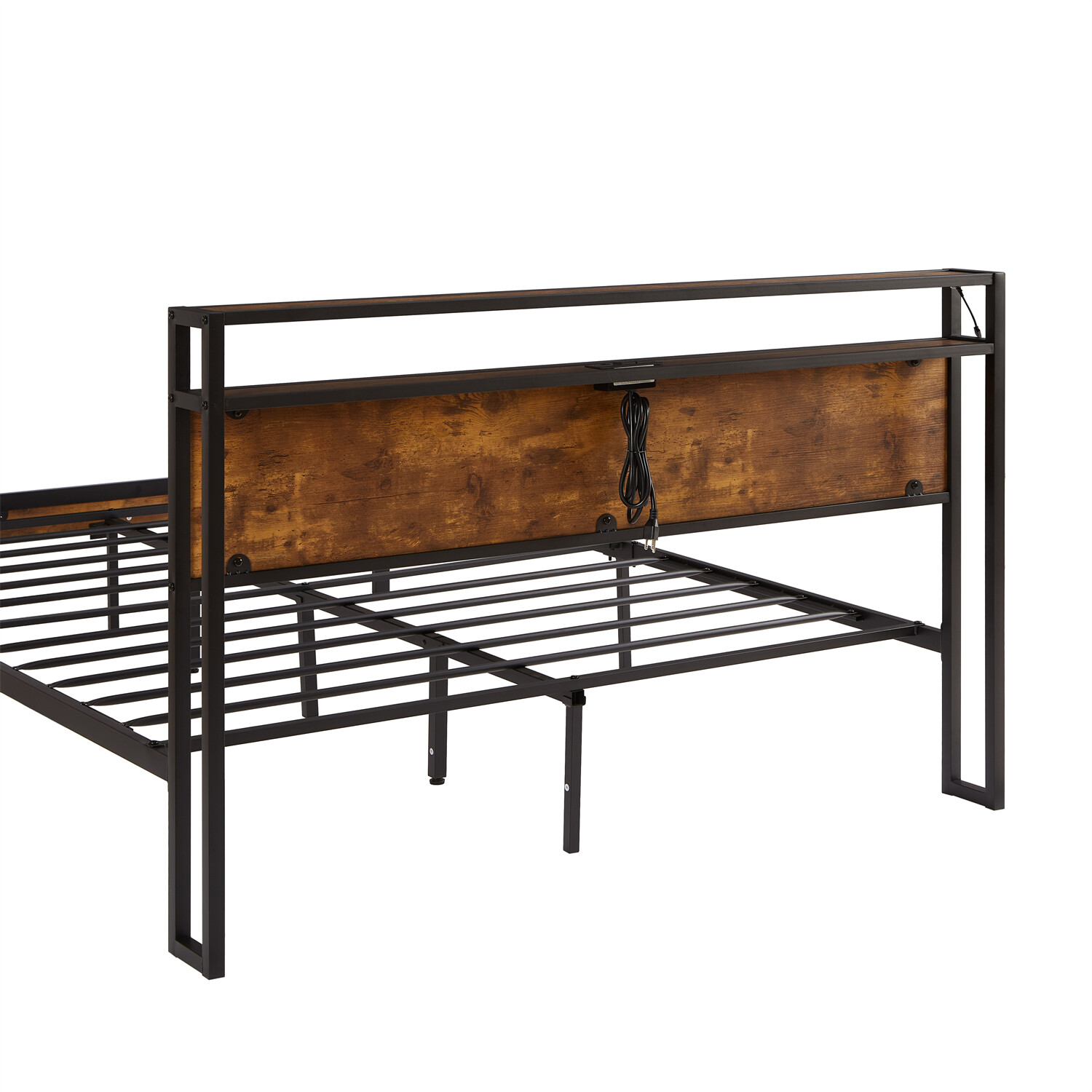 Full/Queen/King Size Bed Frame Metal Platform Bed with Charging Station US