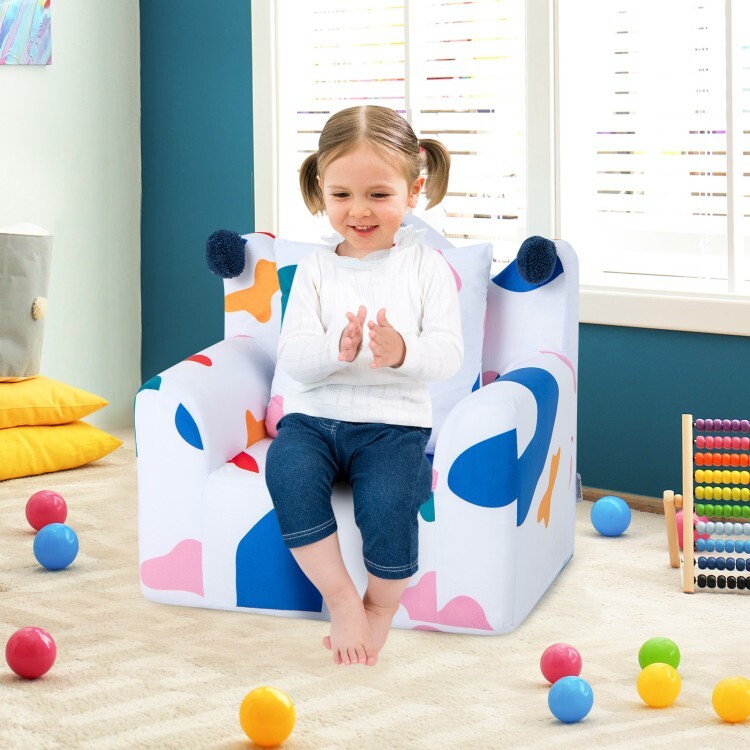 Light Weight Ergonomic Kids Sofa Chair Toddler Armchair w/Armrest & Extra Pillow