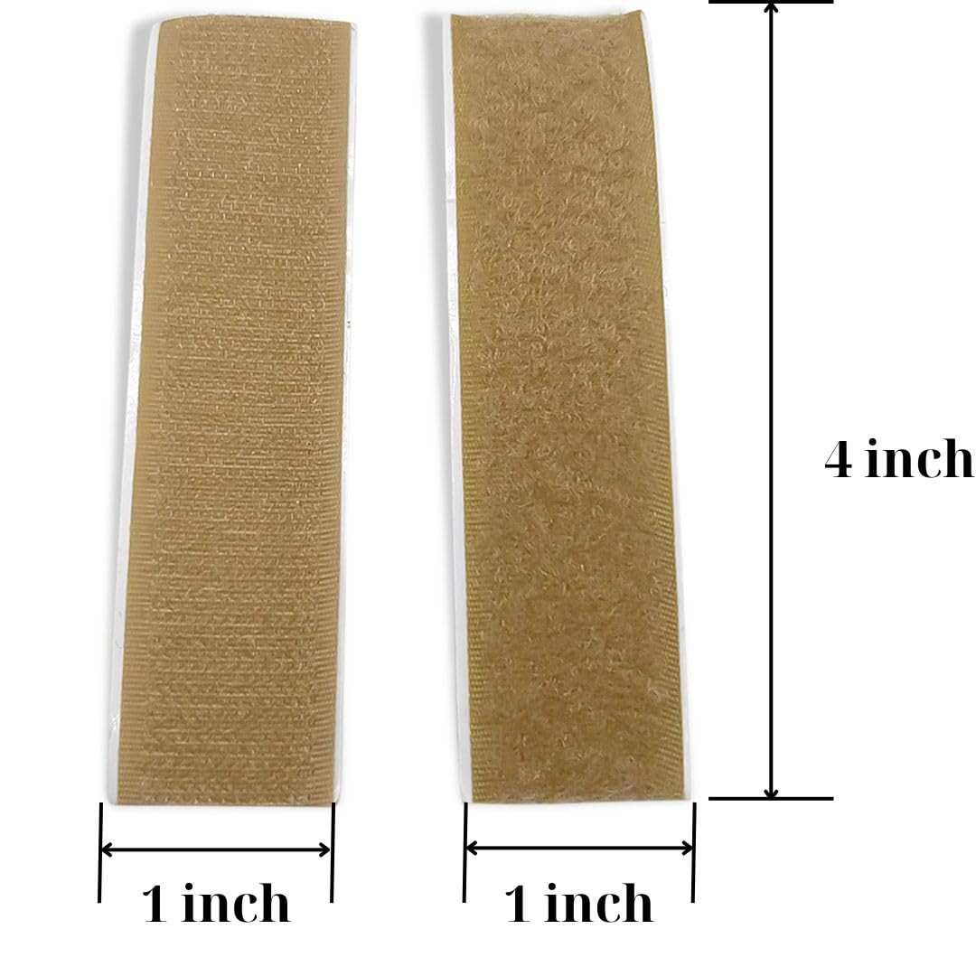 15 Sets Beige Hook and Loop Strips with Adhesive 1 inch Width Strong Tan