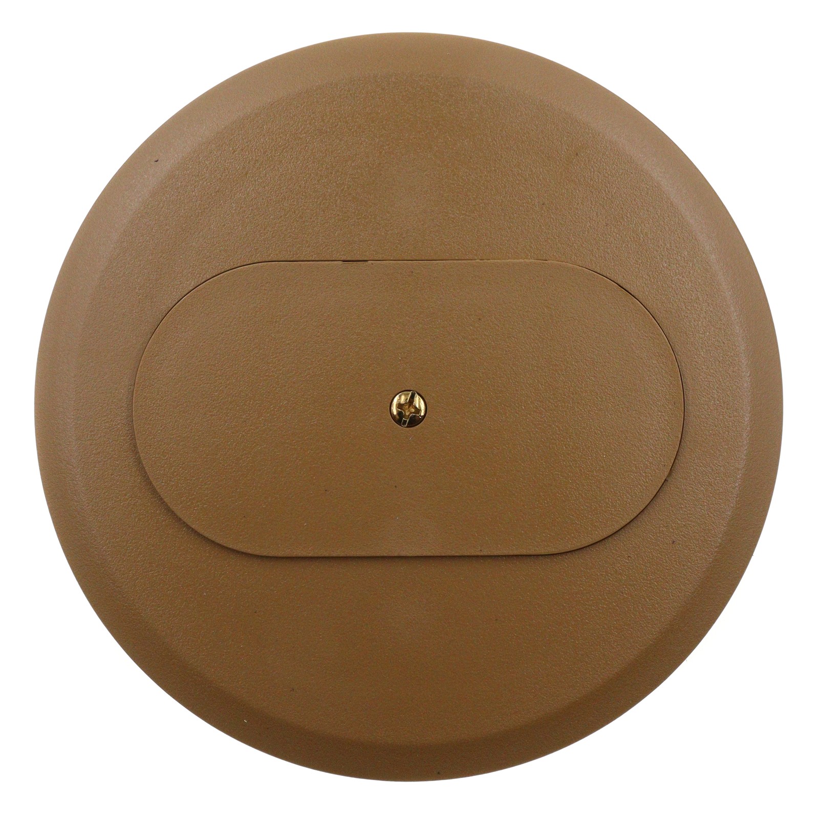 CARLON E97DSC NON-METALLIC DUPLEX OUTLET FLOOR BOX COVER, 5" ROUND, CARMEL/BRONZ