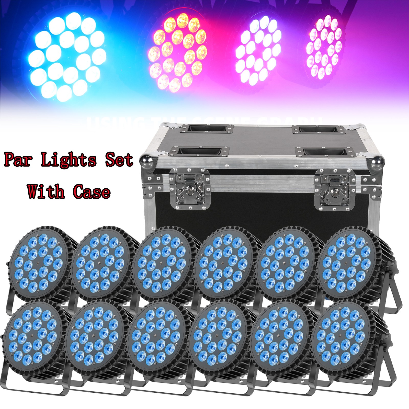 270W Stage PAR Light 18x12W RGBWA UV 6 in 1 LED DMX512 Stage Light DJ Bar Party