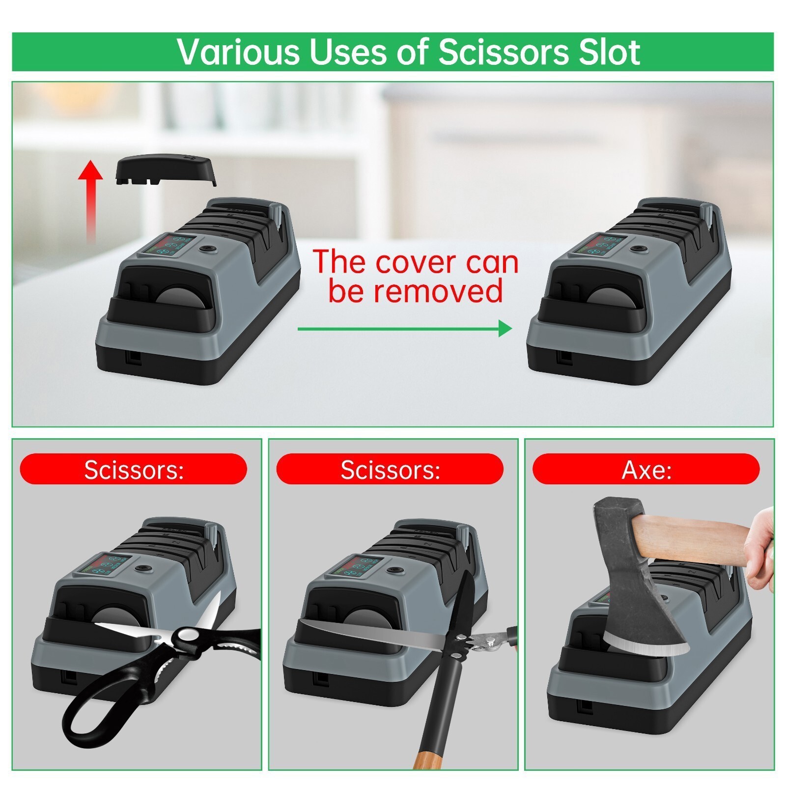 5 in 1 Electric Knife Sharpener-3 Rotational Speed Adjustable Knife Sharpener