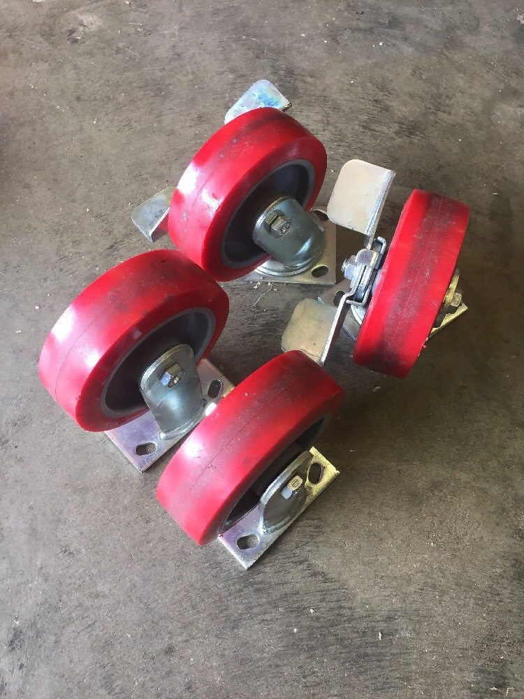 E.R. Wagner 6" Diameter x 2" Wide, 2 Swivel Casters with Brakes & 2 Solid Caster