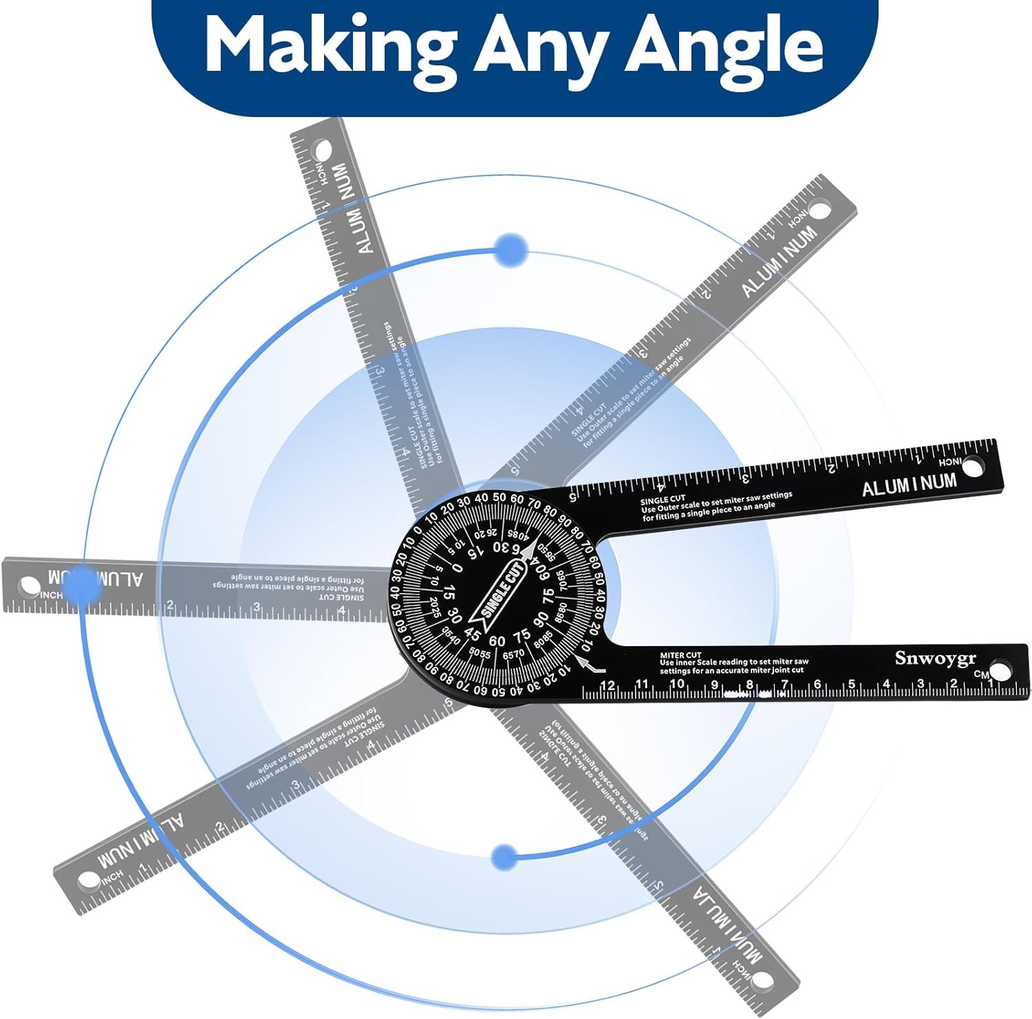 7 Inch Aluminum Miter Saw Protractor, Professional Angle Measuring Tool,...