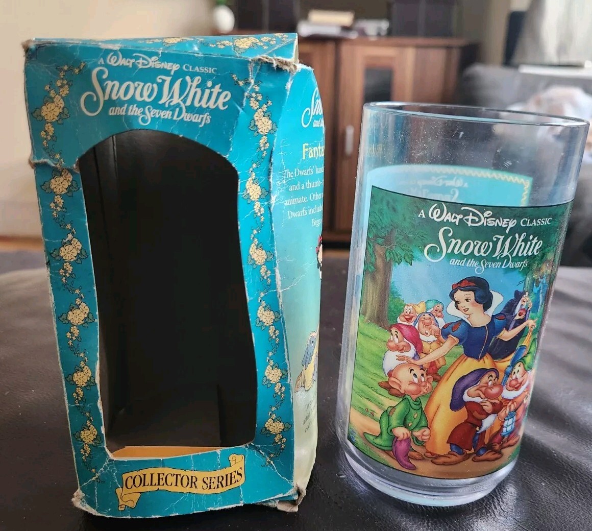 Burger King Disney Glass Rare Snow White & Seven Dwarfs Glass Great,Box Wear,USA