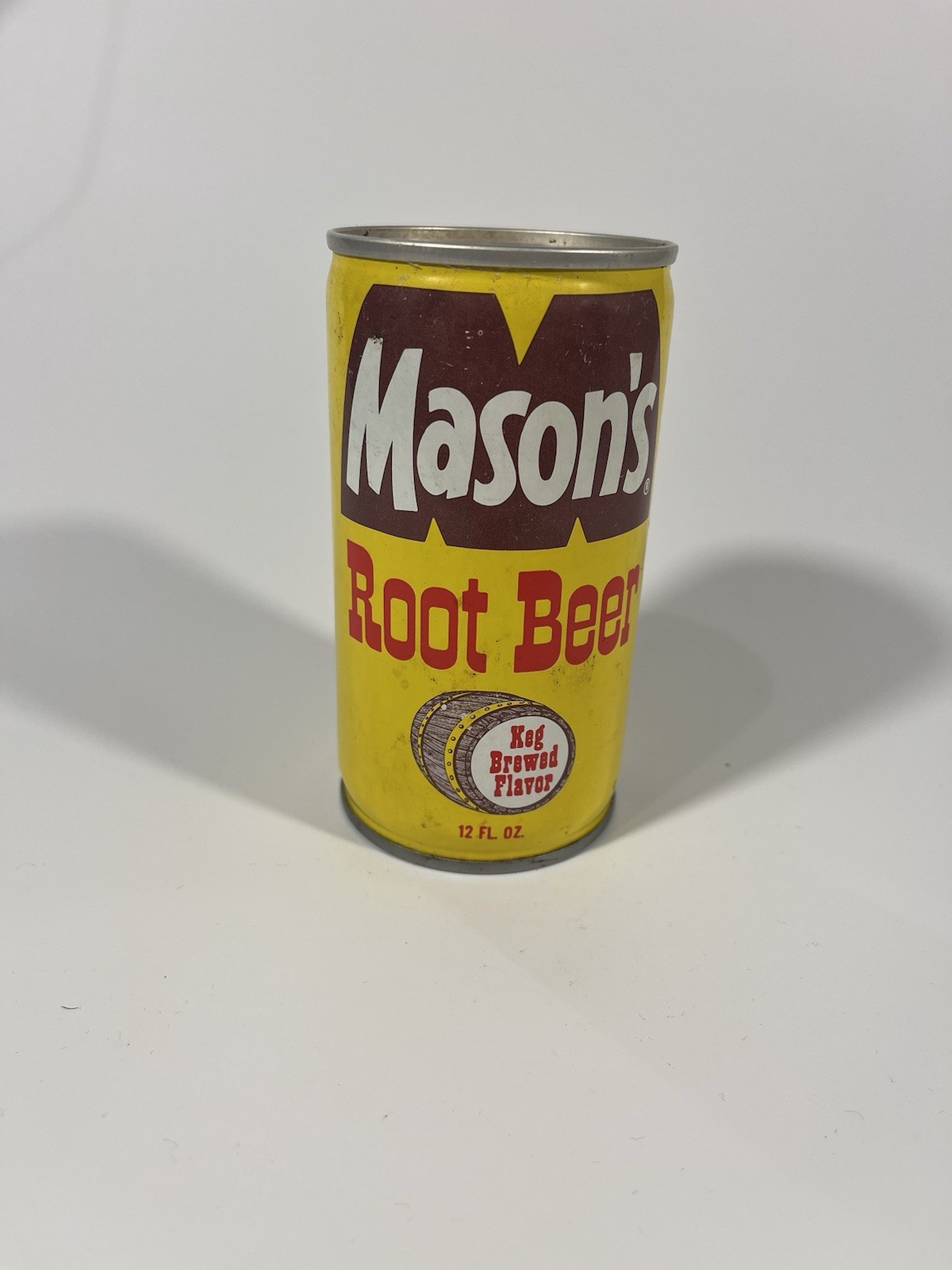Vintage Steel Mason’s Root Beer Soda Can
