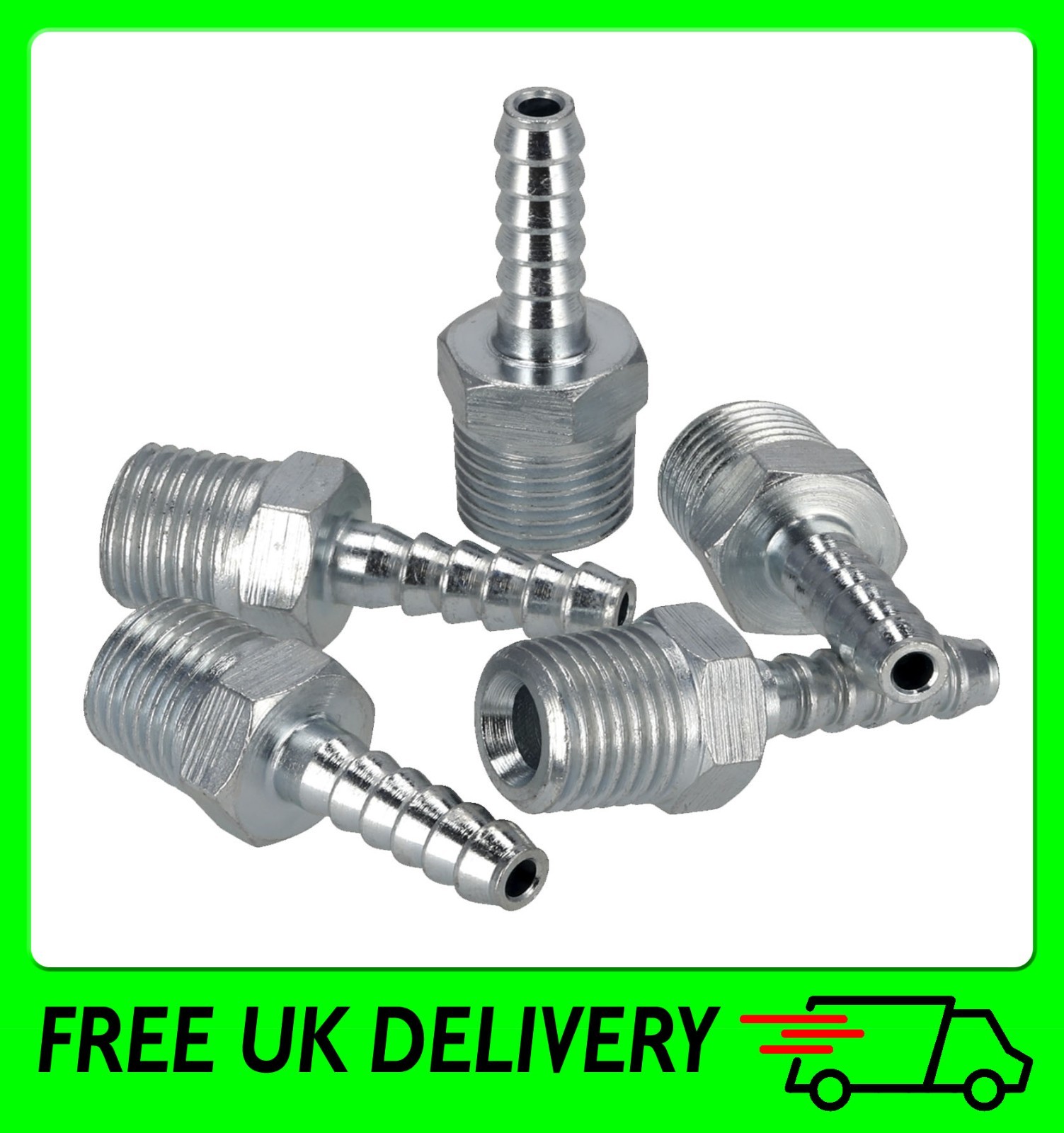 Sealey Screwed Tailpiece Male 1/4"BSPT - 3/16" Hose Pack of 5 - AC38