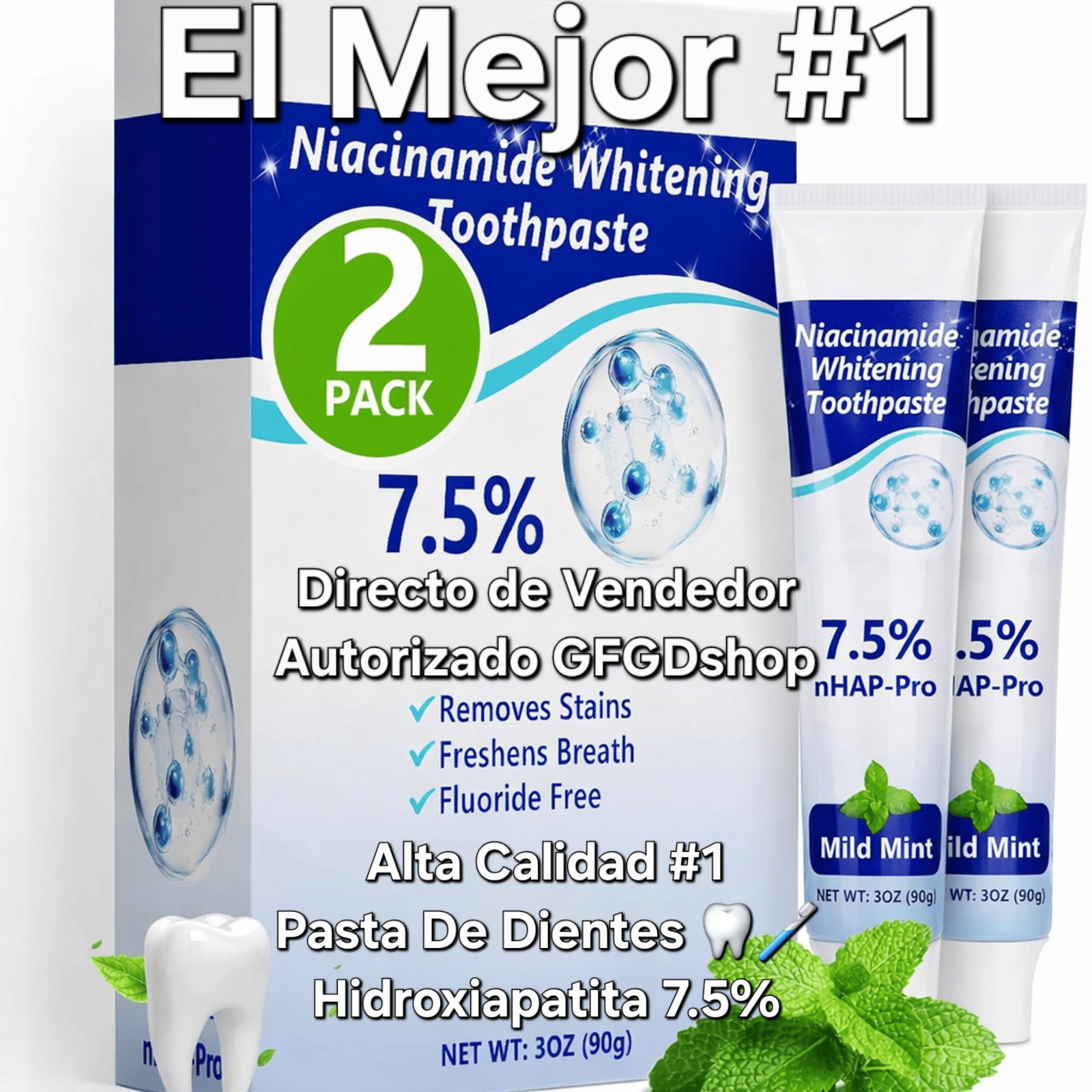 2PCS Pasta De Dientes Hidroxiapatita 7,5% Dental Para Protección Avanzada Del Es