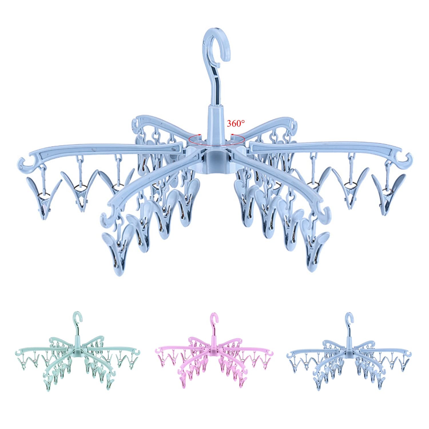 Foldable Drying Rack with 24 Clips for Drying Socks Lingerie Baby Clothes Dry...