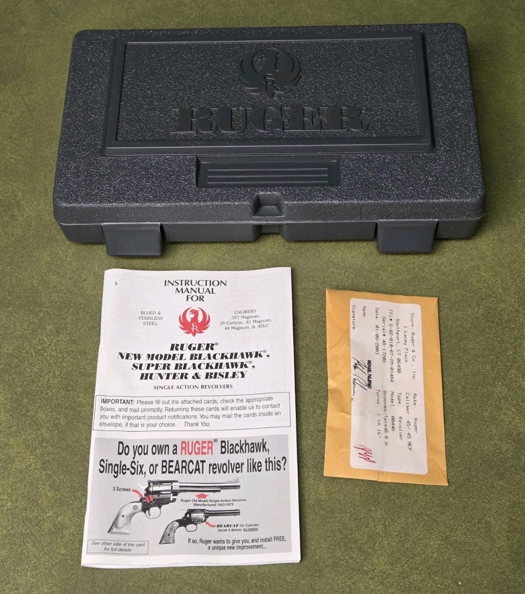 Ruger New Model Blackhawk/Super Blackhawk Case with Manual Model 00446
