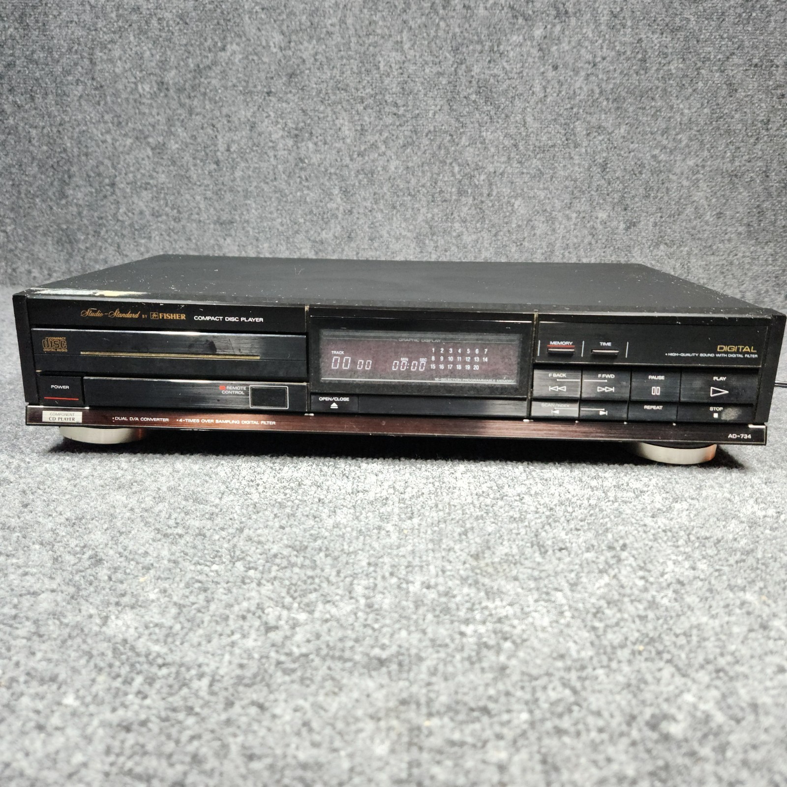 Fisher AD-734 Studio Standard Vintage Hi-Fi CD Player Black Component READ
