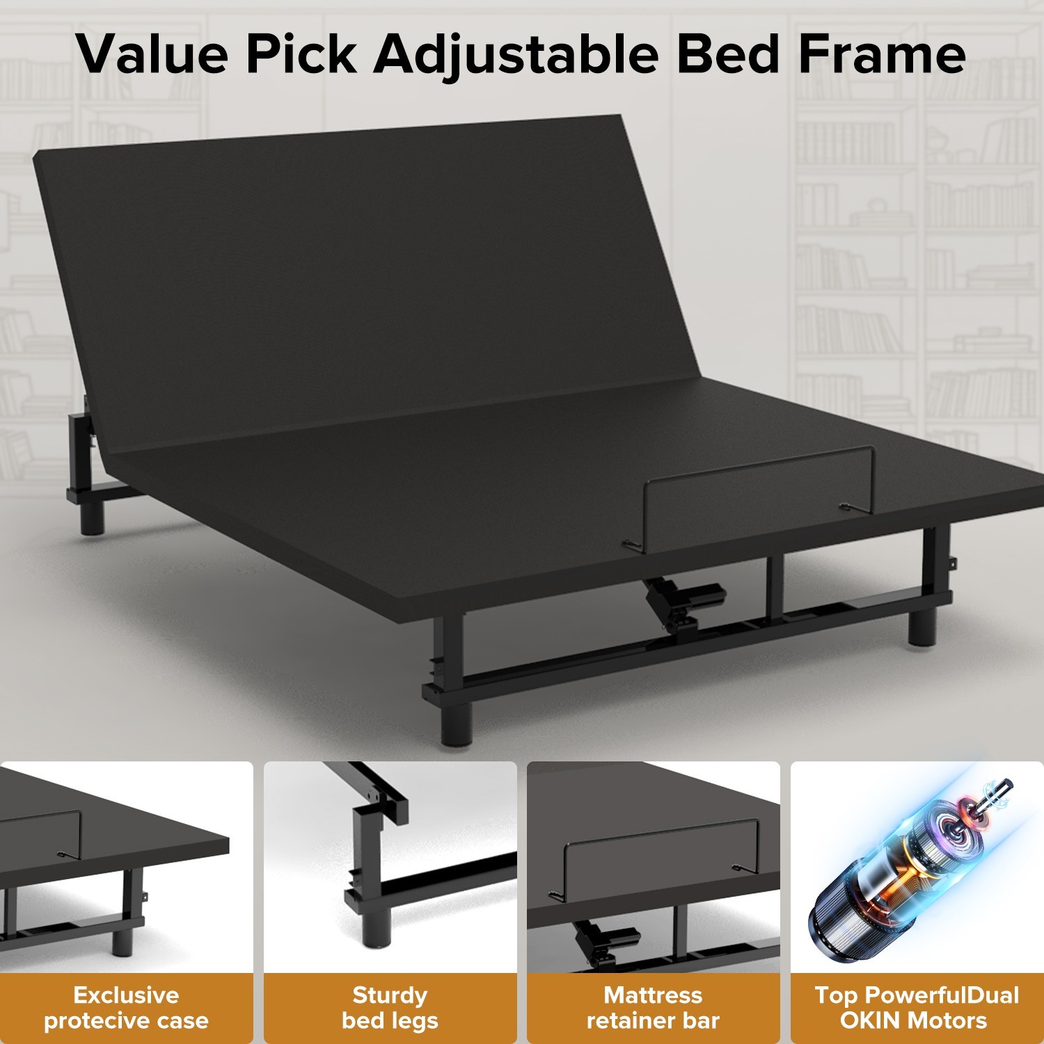 Queen/King Electric Bed Frame Adjustable Bed Base with Head Foot Incline Remote