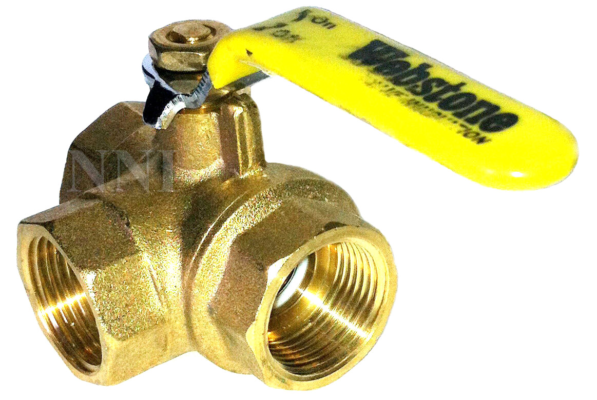3 Way Brass Ball Valve, Full L- Port 3/4" Female NPT 600WOG