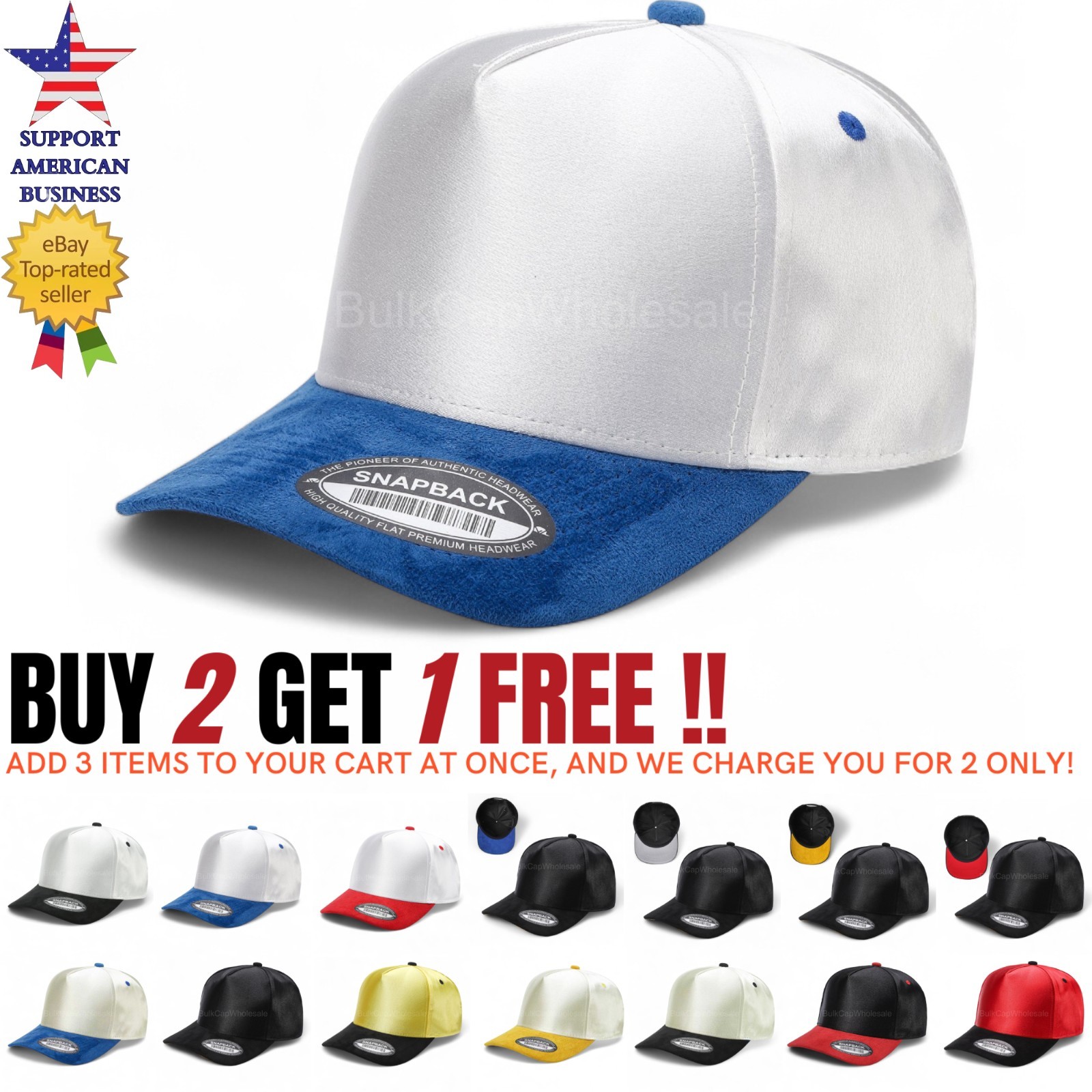 Satin Baseball Cap Suede Bill Snapback Adjustable Size Plain Solid Color Men
