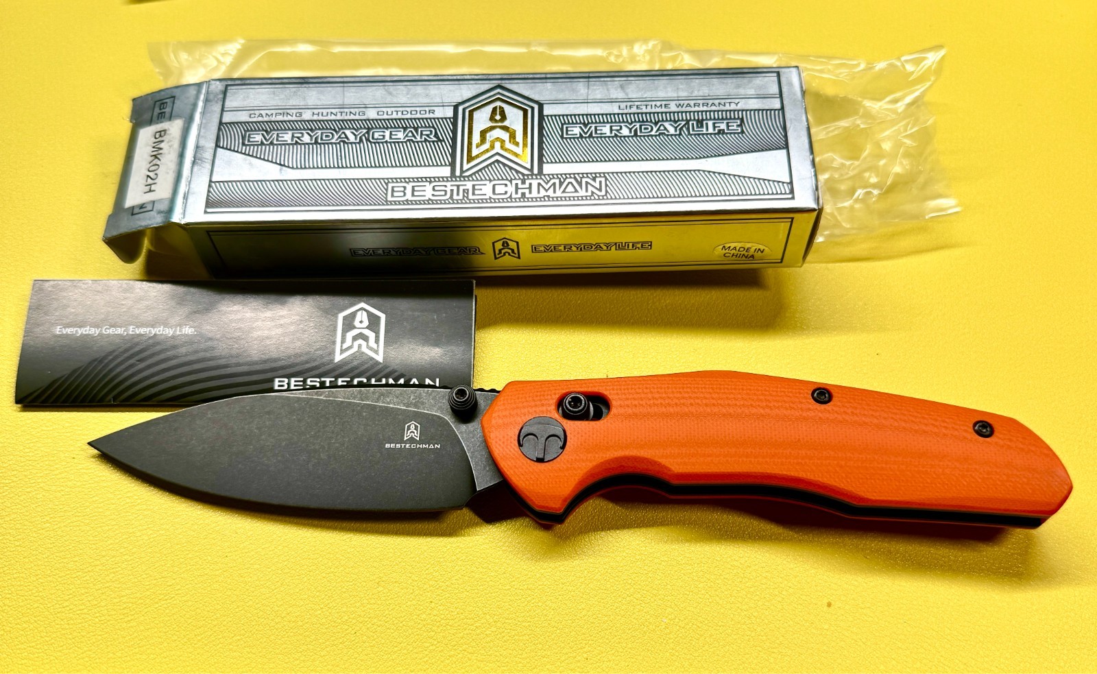Bestech Ronan B-Lock Folding Knife Stainless Blade Orange G10 handle - BMK02H