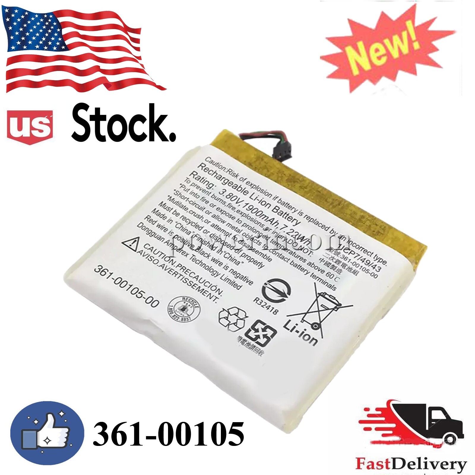 New 1900mAh Battery Replacement For Edge1030 GPS Computer ( 361-00105-00)