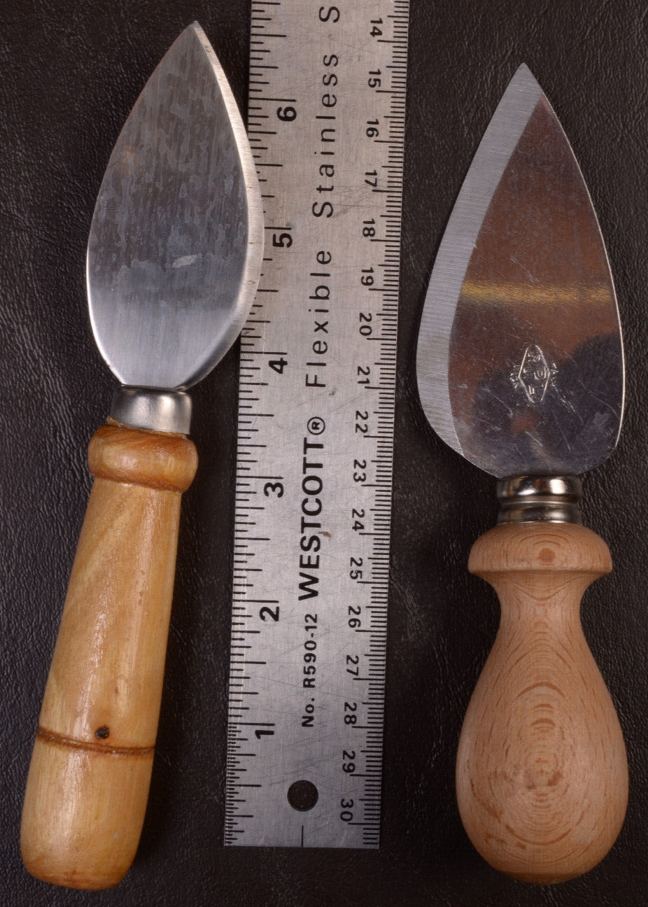 vntg Italy P.P.L. INOX knife short stub ball wood handle cutlery Stainless China