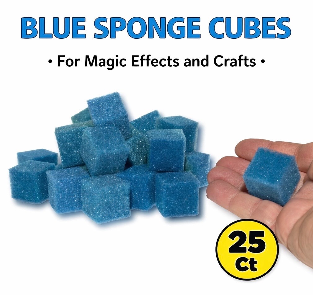 25 BLUE SPONGE CUBES Magic Tricks Soft Foam 1" Square Load Ball Finale Set Craft