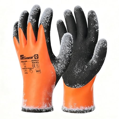 100% Waterproof Winter Work Gloves, ANSI A2 Cut X-Large Winter Orange 1 Pair