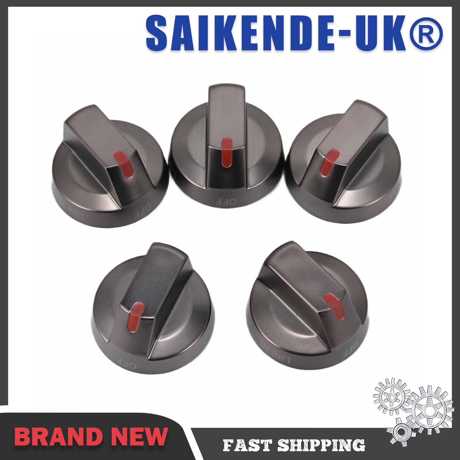 5x  DG64-00473B Black Stainless Steel Oven Gas Stove Knobs For Samsung Range