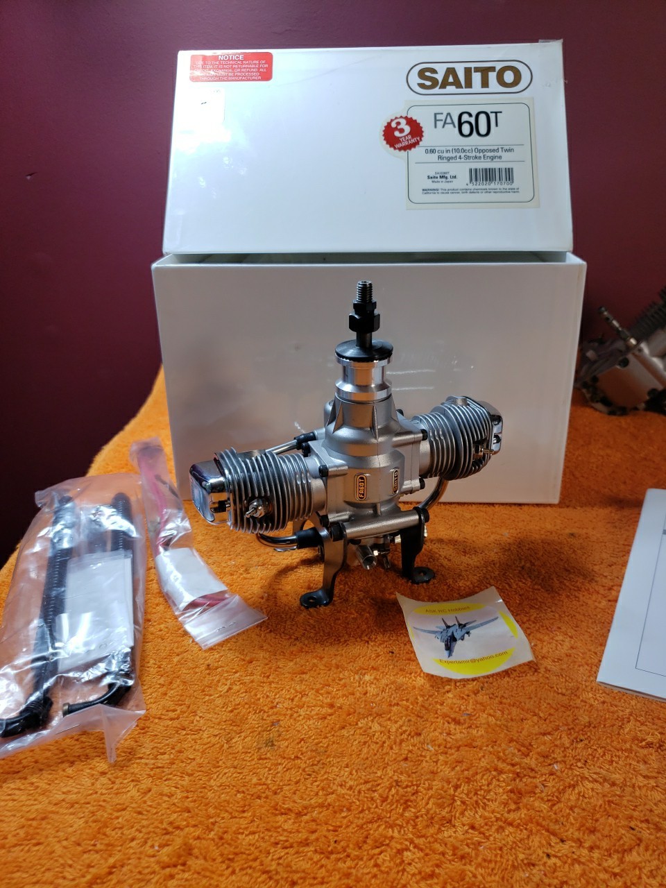 Saito Engine - Saito FA-60T flat twin 4 stroke Ringed RC Motor - New FA 60 T