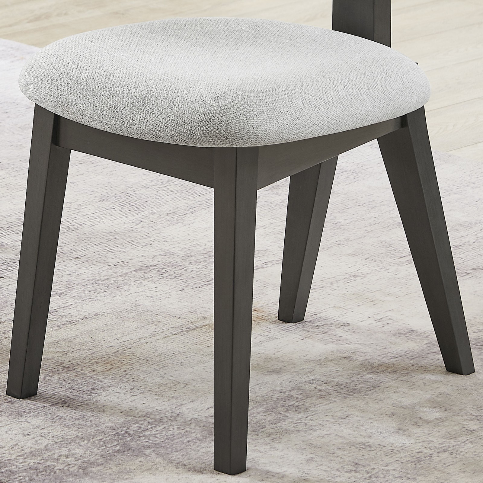 Set of 2 Light Gray Fabric Upholstered Dining Chairs with Gray Wood Frame