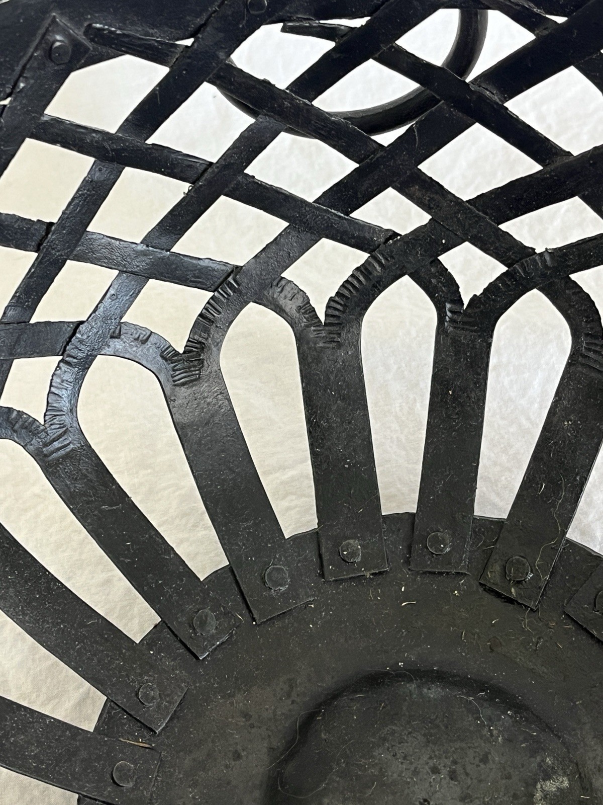Black Resin Basket with Ring Handles Inspired by Cast Iron Baskets