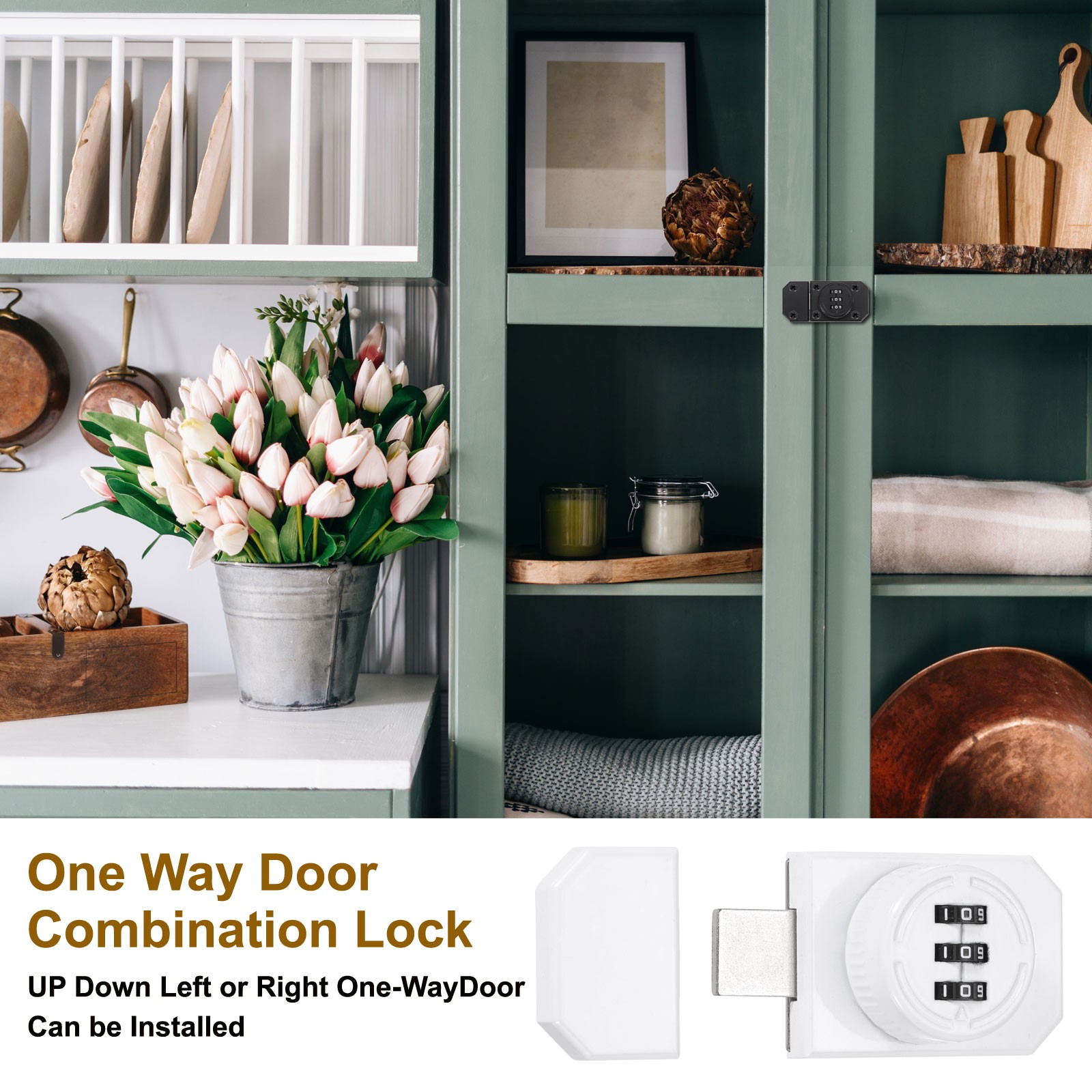 Adhesive Combination Cabinet Latch Keyless Password Lock with Glue White
