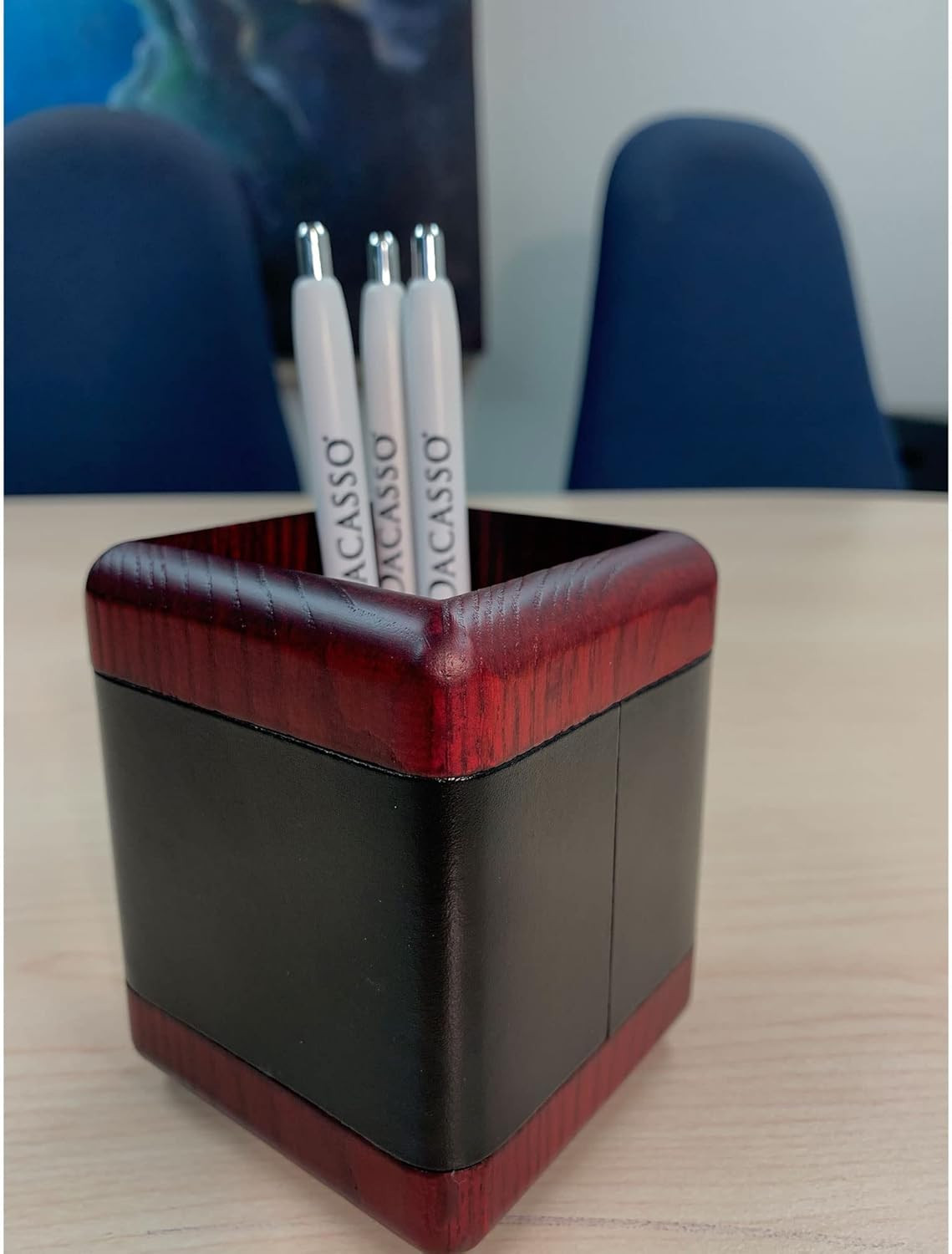 Rosewood and Leather Pencil Cup