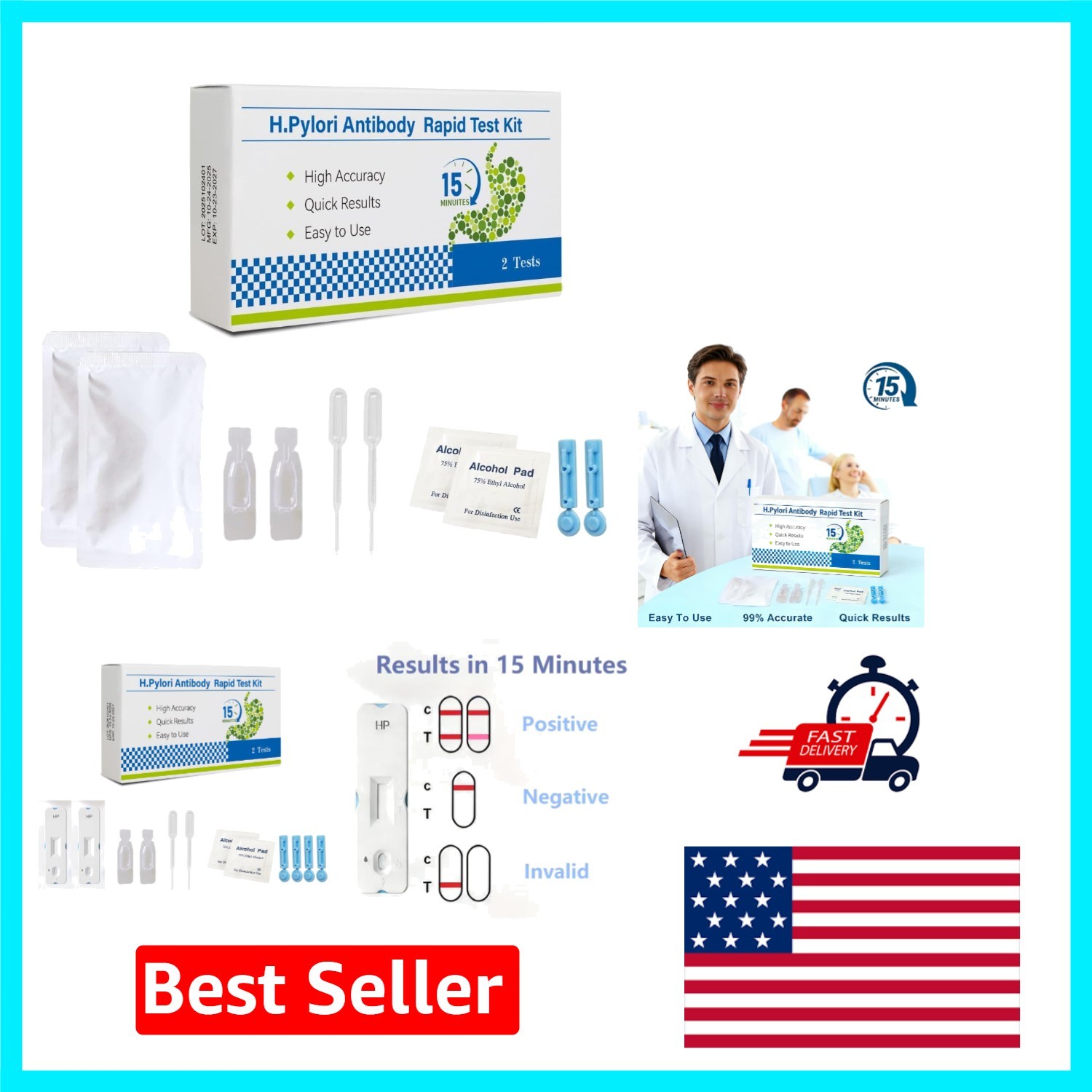 High Accuracy H Pylori  Kit - 2 Tests for Easy At-Home Health Monitoring