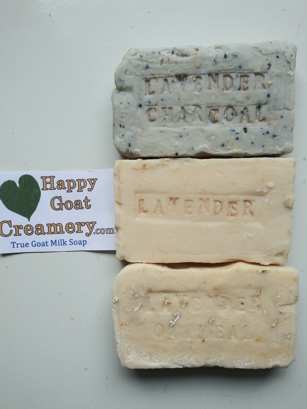 3 BARS GOAT MILK SOAP OATMEAL LAVENDER CHARCOAL HAPPY GOAT CREAMERY CHEAP BULK